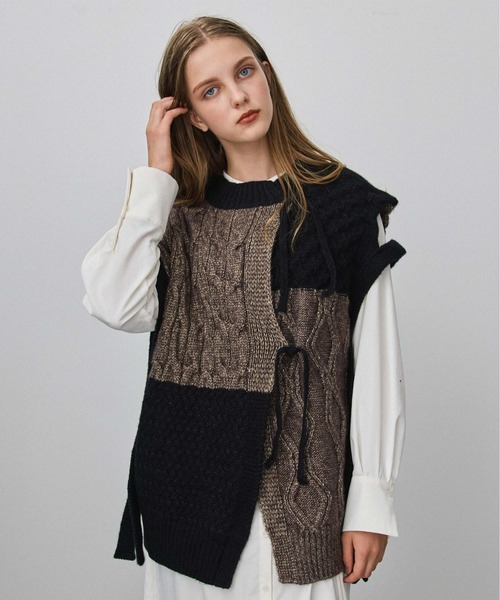 PUBLIC TOKYO(パブリックトウキョウ)の「パターンミックスニットジレベスト(ニット/セーター・レディース・ベージュ/その他2・FREE)」の16枚目の写真