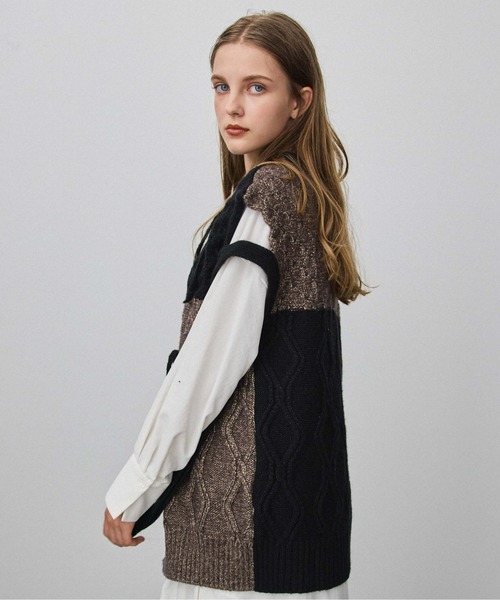 PUBLIC TOKYO(パブリックトウキョウ)の「パターンミックスニットジレベスト(ニット/セーター・レディース・ベージュ/その他2・FREE)」の12枚目の写真