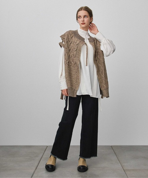 PUBLIC TOKYO(パブリックトウキョウ)の「パターンミックスニットジレベスト(ニット/セーター・レディース・ベージュ/その他2・FREE)」の8枚目の写真