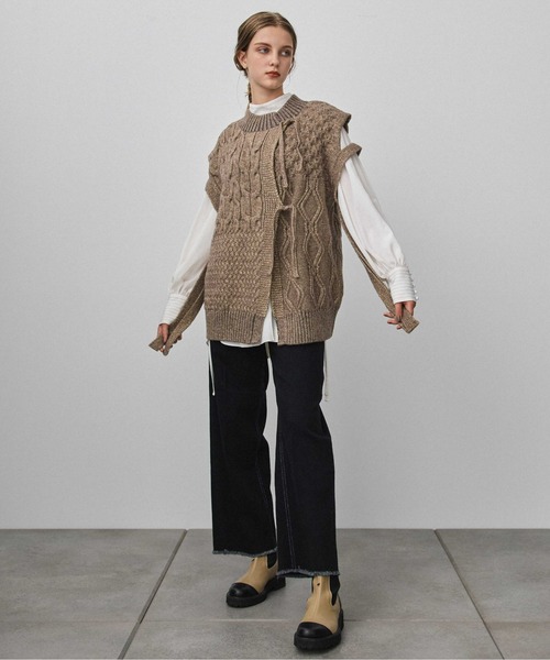 PUBLIC TOKYO(パブリックトウキョウ)の「パターンミックスニットジレベスト(ニット/セーター・レディース・ベージュ/その他2・FREE)」の15枚目の写真