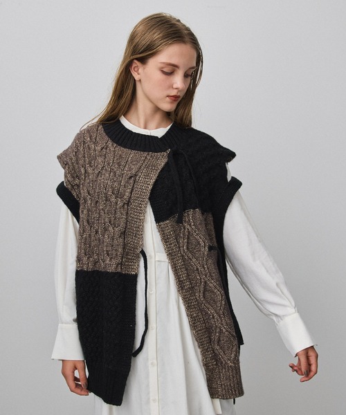 PUBLIC TOKYO(パブリックトウキョウ)の「パターンミックスニットジレベスト(ニット/セーター・レディース・ベージュ/その他2・FREE)」の7枚目の写真