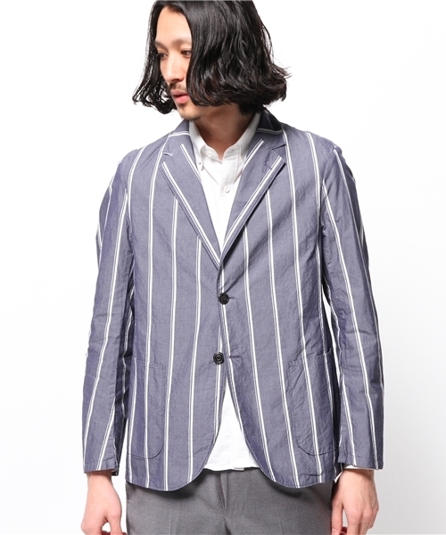 EDIFICE（エディフィス）の「◇ワイドストライプ シャツカバーオール（その他アウター・メンズ・ホワイト/ネイビー・48/46/44/50）」の4枚目の写真