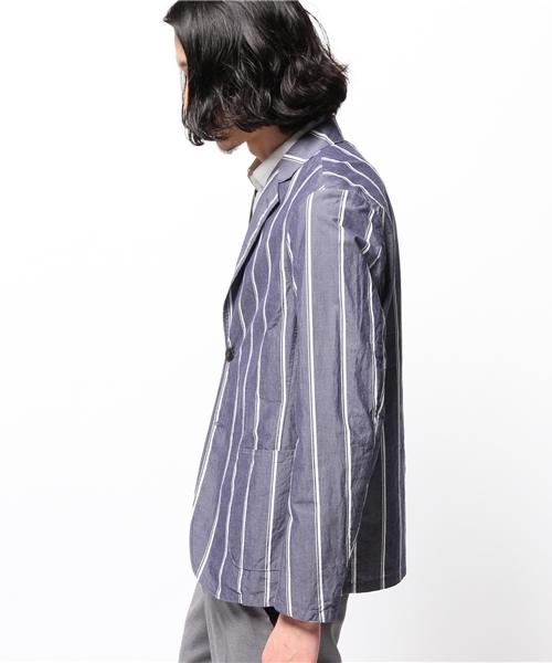 EDIFICE（エディフィス）の「◇ワイドストライプ シャツカバーオール（その他アウター・メンズ・ホワイト/ネイビー・48/46/44/50）」の5枚目の写真