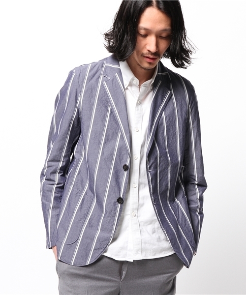 EDIFICE（エディフィス）の「◇ワイドストライプ シャツカバーオール（その他アウター・メンズ・ホワイト/ネイビー・48/46/44/50）」の7枚目の写真