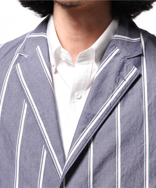 EDIFICE（エディフィス）の「◇ワイドストライプ シャツカバーオール（その他アウター・メンズ・ホワイト/ネイビー・48/46/44/50）」の8枚目の写真