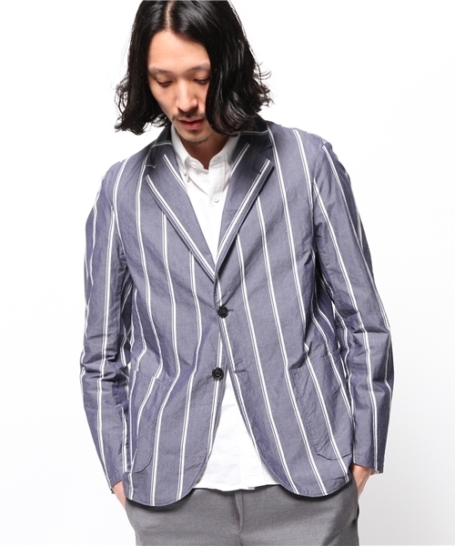 EDIFICE（エディフィス）の「◇ワイドストライプ シャツカバーオール（その他アウター・メンズ・ホワイト/ネイビー・48/46/44/50）」の3枚目の写真