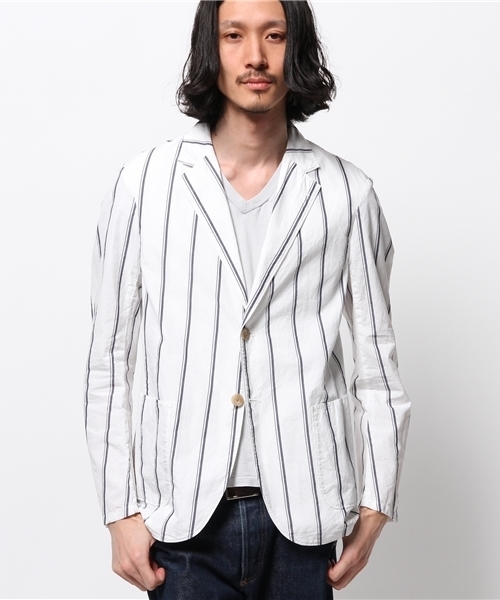 EDIFICE（エディフィス）の「◇ワイドストライプ シャツカバーオール（その他アウター・メンズ・ホワイト/ネイビー・48/46/44/50）」の15枚目の写真