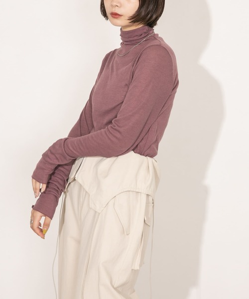 KBF（ケイビーエフ）の「シースルーハイネックトップス（Tシャツ/カットソー・レディース・オフホワイト/オレンジ/ボルドー・ONE）」の12枚目の写真