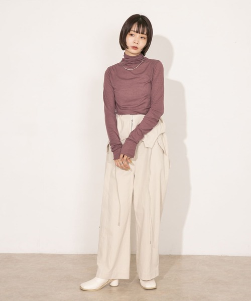 KBF（ケイビーエフ）の「シースルーハイネックトップス（Tシャツ/カットソー・レディース・オフホワイト/オレンジ/ボルドー・ONE）」の21枚目の写真