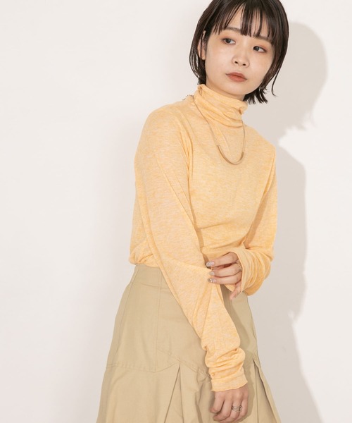 KBF（ケイビーエフ）の「シースルーハイネックトップス（Tシャツ/カットソー・レディース・オフホワイト/オレンジ/ボルドー・ONE）」の13枚目の写真