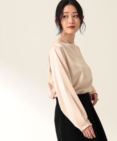 Demi-Luxe BEAMS(デミルクス ビームス)の「Demi-Luxe BEAMS / サテン タック プルオーバー(シャツ/ブラウス・レディース・ブラウン系その他/ネイビー・36/38)」の6枚目の写真