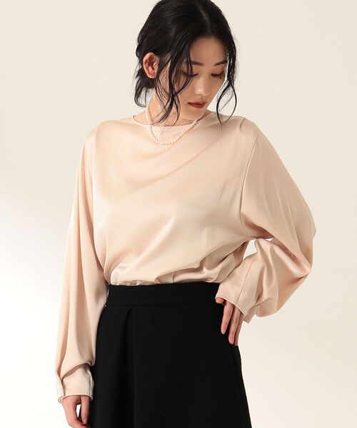 Demi-Luxe BEAMS(デミルクス ビームス)の「Demi-Luxe BEAMS / サテン タック プルオーバー(シャツ/ブラウス・レディース・ブラウン系その他/ネイビー・36/38)」の7枚目の写真