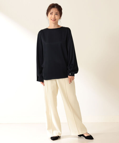 Demi-Luxe BEAMS(デミルクス ビームス)の「Demi-Luxe BEAMS / サテン タック プルオーバー(シャツ/ブラウス・レディース・ブラウン系その他/ネイビー・36/38)」の8枚目の写真