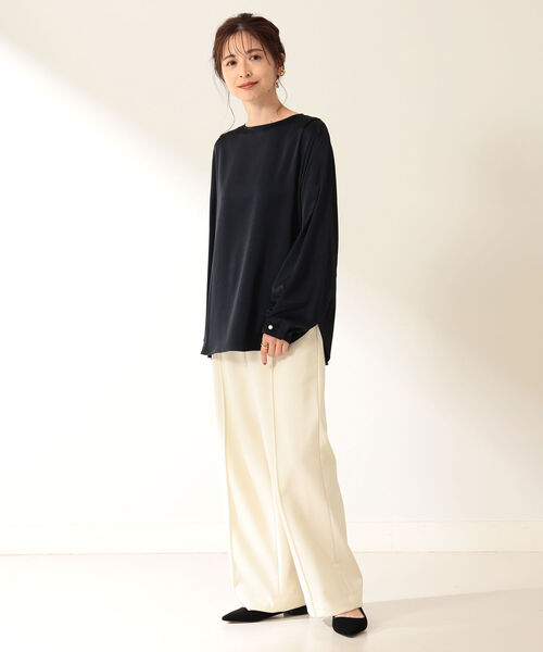 Demi-Luxe BEAMS(デミルクス ビームス)の「Demi-Luxe BEAMS / サテン タック プルオーバー(シャツ/ブラウス・レディース・ブラウン系その他/ネイビー・36/38)」の9枚目の写真