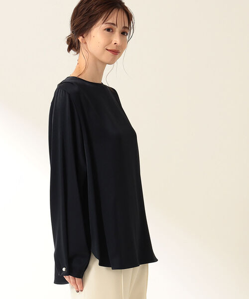 Demi-Luxe BEAMS(デミルクス ビームス)の「Demi-Luxe BEAMS / サテン タック プルオーバー(シャツ/ブラウス・レディース・ブラウン系その他/ネイビー・36/38)」の10枚目の写真