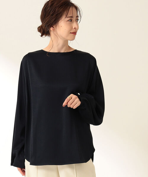 Demi-Luxe BEAMS(デミルクス ビームス)の「Demi-Luxe BEAMS / サテン タック プルオーバー(シャツ/ブラウス・レディース・ブラウン系その他/ネイビー・36/38)」の11枚目の写真