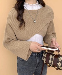 ECLIN（エクラン）の「ショート丈カシュクールニットプルオーバー（ニット/セーター）」