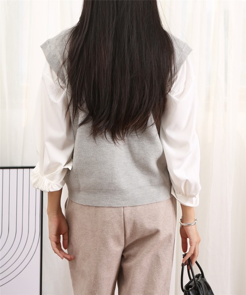 MAISON DE THERESE(メゾン ド テレーズ)の「Vネックボタン開きニットベスト(ニット/セーター・レディース・ブラック/グレー・FREE)」の18枚目の写真