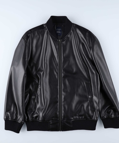 セール】【BACK NUMBER】フェイクレザーリブブルゾン（ブルゾン