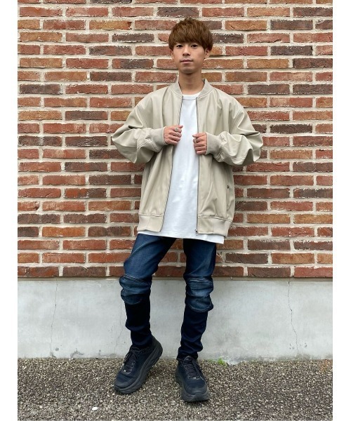 BACK NUMBER(バックナンバー)の「【BACK NUMBER】フェイクレザーリブブルゾン(ブルゾン・メンズ・ライトベージュ/ブラック・XL/M/L)」の18枚目の写真