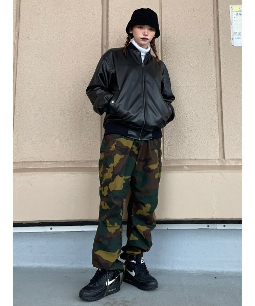 BACK NUMBER(バックナンバー)の「【BACK NUMBER】フェイクレザーリブブルゾン(ブルゾン・メンズ・ライトベージュ/ブラック・XL/M/L)」の15枚目の写真