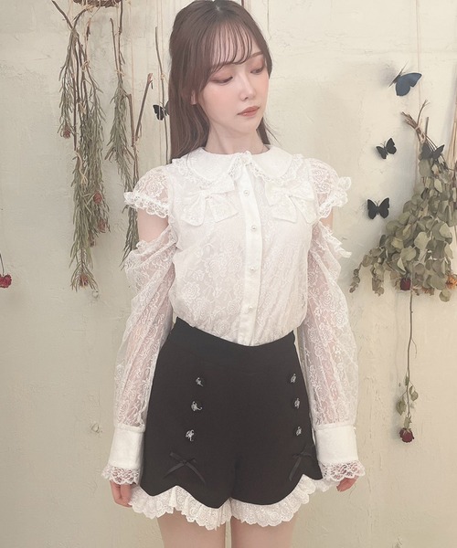 Swankiss(スワンキス)の「PI ribbon lacy B/L(シャツ/ブラウス・レディース・ブラック/ホワイト/ピンク・FREE)」の7枚目の写真