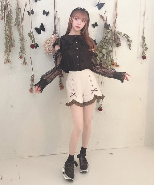 Swankiss(スワンキス)の「PI ribbon lacy B/L(シャツ/ブラウス・レディース・ブラック/ホワイト/ピンク・FREE)」の9枚目の写真