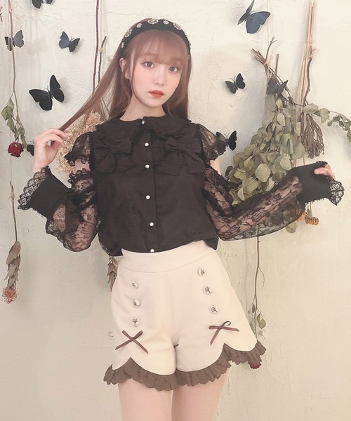 Swankiss(スワンキス)の「PI ribbon lacy B/L(シャツ/ブラウス・レディース・ブラック/ホワイト/ピンク・FREE)」の10枚目の写真