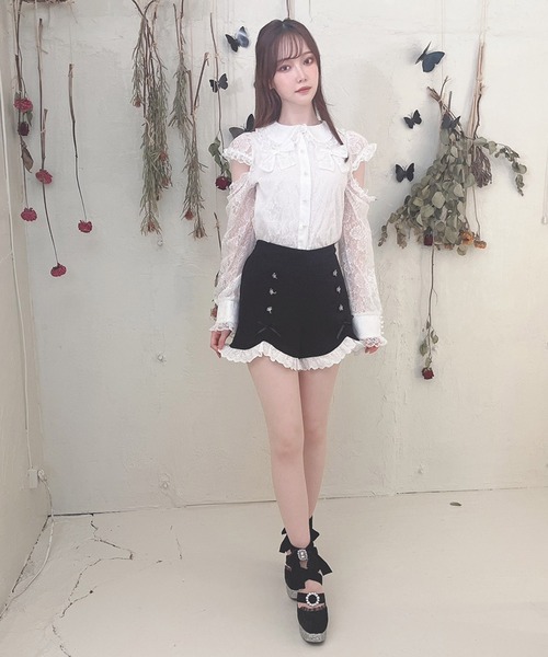 Swankiss(スワンキス)の「PI ribbon lacy B/L(シャツ/ブラウス・レディース・ブラック/ホワイト/ピンク・FREE)」の11枚目の写真