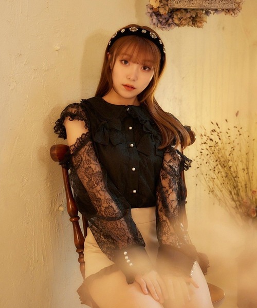 Swankiss(スワンキス)の「PI ribbon lacy B/L(シャツ/ブラウス・レディース・ブラック/ホワイト/ピンク・FREE)」の12枚目の写真
