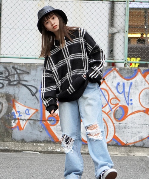 1111clothing(ワンフォークロージング)の「WJQ モヘアタッチ ルーズニット / 総柄 ニット プルオーバー オーバーサイズ(ニット/セーター・メンズ・ホワイト系6/グレー系6/ブラウン系4/ブラック系3/ベージュ系5/ブラック系5/ホワイト系3/ホワイト系5/ブラック系4・FREE)」の19枚目の写真