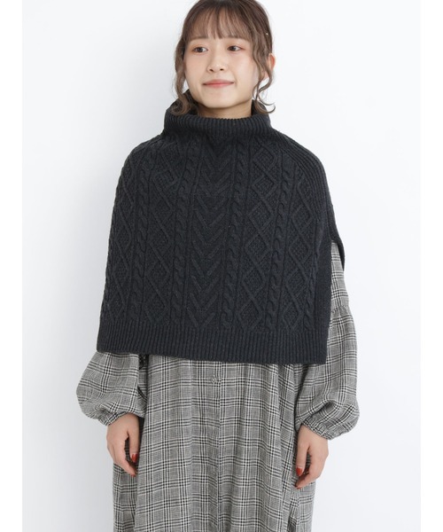 Samansa Mos2（サマンサ モスモス）の「ケーブルニットケープスヌード（ネックウォーマー/スヌード・レディース・グレー/モカ/チャコール・ﾌﾘ-）」の12枚目の写真
