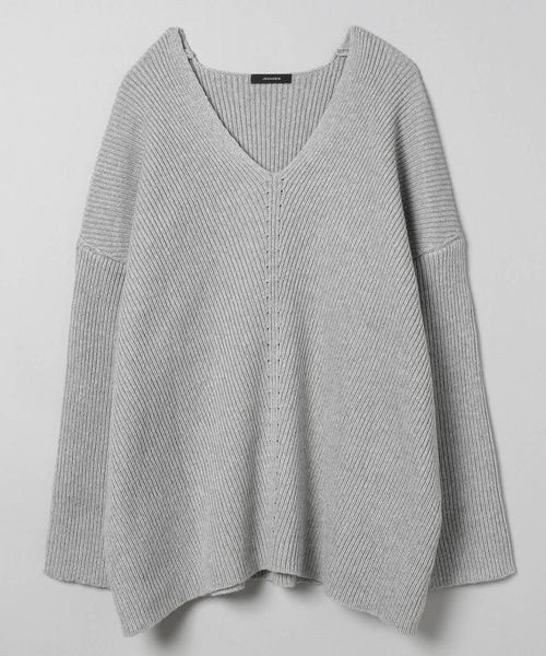 JEANASIS（ジーナシス）の「7G WアゼキリカエVプルオーバー/176295（ニット/セーター・レディース・チャコールグレー/ライトグレー/オレンジ・FREE）」の3枚目の写真