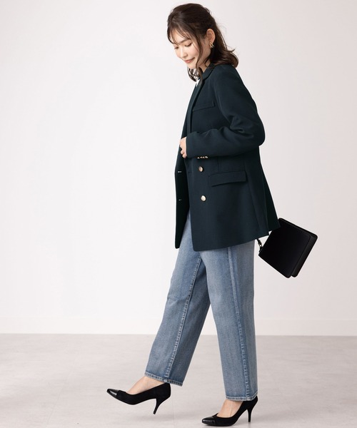 BELLUNA PLUS(ベルーナ)の「ダブルクロス素材金ボタン使いジャケット(テーラードジャケット・レディース・ネイビー/キャメル・MEDIUM/LARGE/X-LARGE/XX-LARGE)」の8枚目の写真