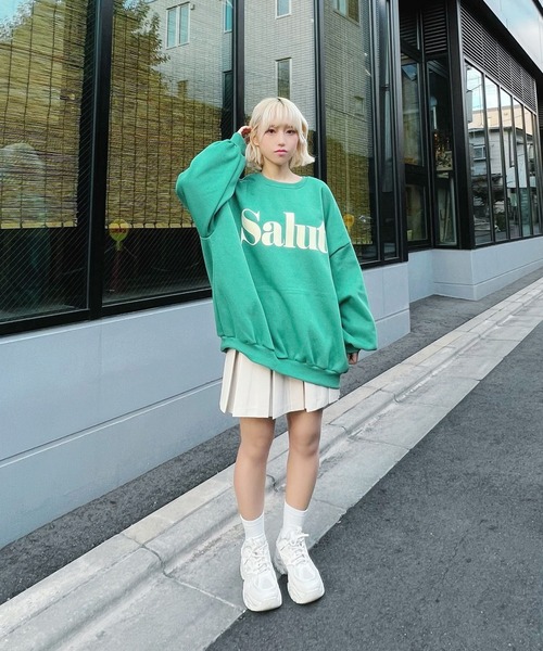 Figments（フィグメンツ）の「【裏起毛】Salutスウェット（スウェット・レディース・グリーン/杢グレー・FREE）」の3枚目の写真