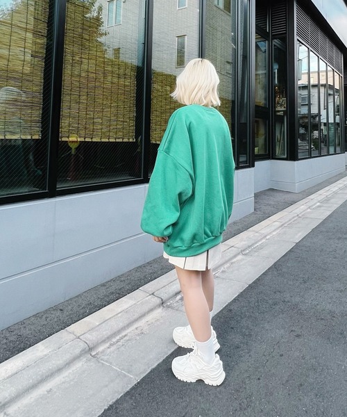 Figments（フィグメンツ）の「【裏起毛】Salutスウェット（スウェット・レディース・グリーン/杢グレー・FREE）」の5枚目の写真