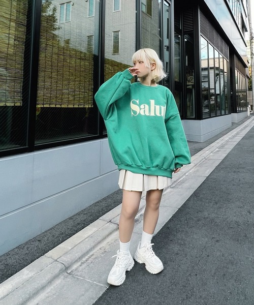 Figments（フィグメンツ）の「【裏起毛】Salutスウェット（スウェット・レディース・グリーン/杢グレー・FREE）」の8枚目の写真