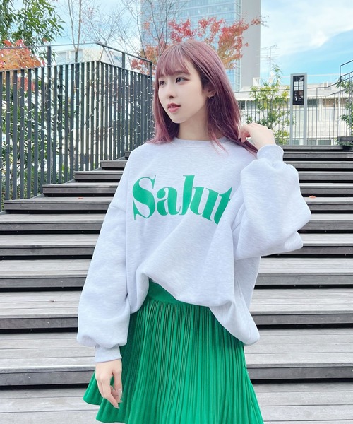 Figments（フィグメンツ）の「【裏起毛】Salutスウェット（スウェット・レディース・グリーン/杢グレー・FREE）」の13枚目の写真