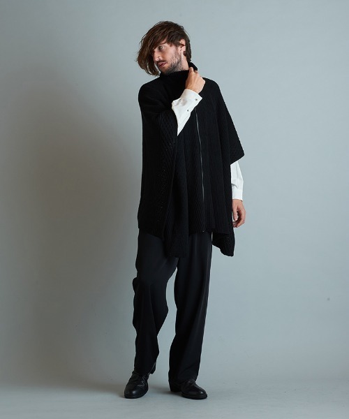 NO ID.(ノーアイディ)の「mcg3171-3WAYニットZIPポンチョ(ポンチョ・メンズ・ブラック/グリーン/アイボリー・ONE SIZE)」の19枚目の写真