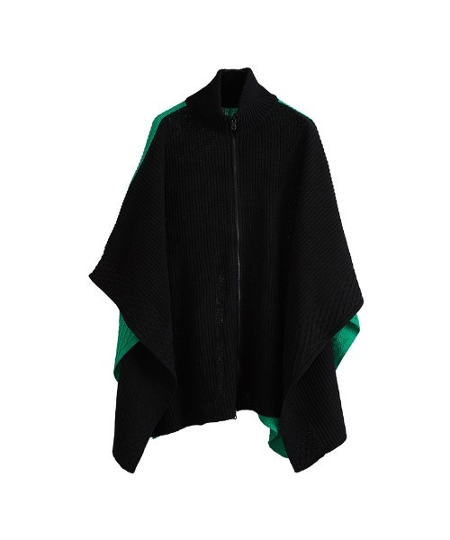 NO ID.(ノーアイディ)の「mcg3171-3WAYニットZIPポンチョ(ポンチョ・メンズ・ブラック/グリーン/アイボリー・ONE SIZE)」の21枚目の写真