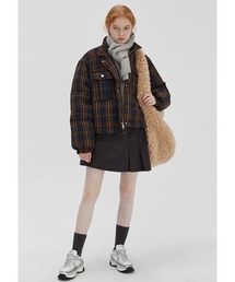 【最終値下げ完売品】Randy チェック柄マフラーセットジャケット ショート丈チェック柄PUFFAダウンジャケット FD22Y027【Fano