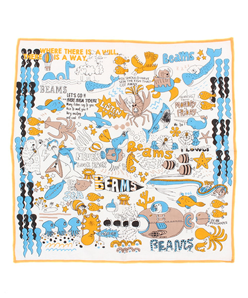 bpr BEAMS（ビーピーアール ビームス ）の「BEAMS / SEA SEAバンダナ（バンダナ/スカーフ・メンズ・ホワイト/ピンク/グリーン/ブルー・ONE SIZE）」の2枚目の写真