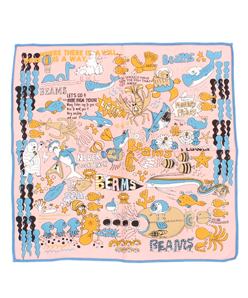 bpr BEAMS（ビーピーアール ビームス ）の「BEAMS / SEA SEAバンダナ（バンダナ/スカーフ・メンズ・ホワイト/ピンク/グリーン/ブルー・ONE SIZE）」の4枚目の写真