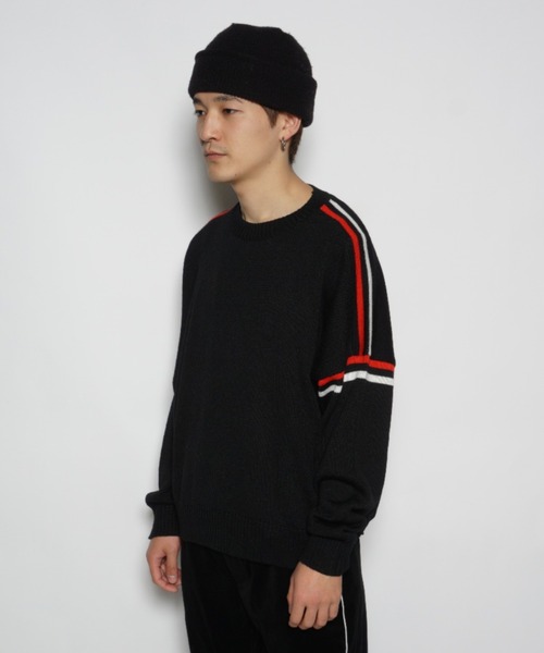 superNova.(スーパーノヴァ)の「Big line knit(ニット/セーター・メンズ・ブラック・S)」の4枚目の写真