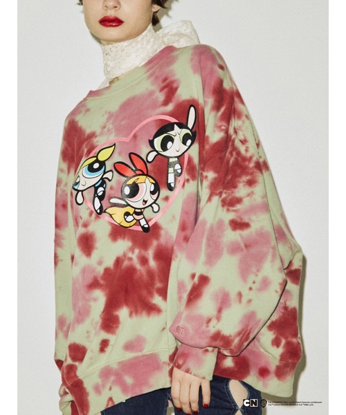 jouetie（ジュエティ）の「ThePowerpuffGirlsプルオーバー【コラボ/スウェット】（スウェット・レディース・グリーン/ピンク/パープル・MEDIUM）」の5枚目の写真