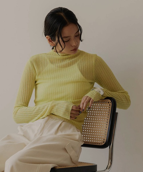 hellam（へラム）の「シアーラメニットプルオーバー（その他トップス・レディース・ベージュ系/ブラック/イエロー・FREE）」の3枚目の写真