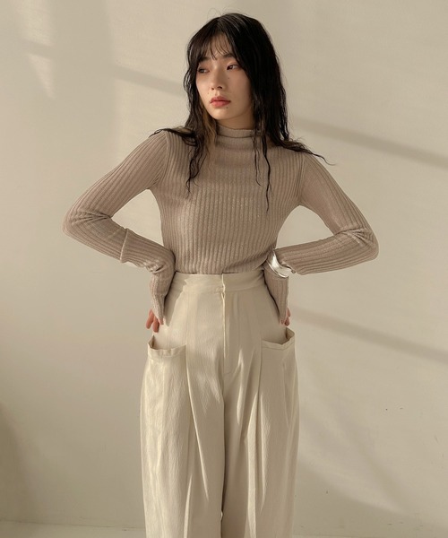 hellam（へラム）の「シアーラメニットプルオーバー（その他トップス・レディース・ベージュ系/ブラック/イエロー・FREE）」の5枚目の写真