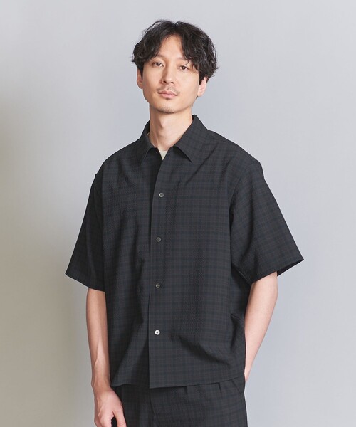 ユナイテッドアローズ　シアサッカー　セットアップ　カーキ　S UNITED ARROWS - ユナイテッドアローズ シアサッカー