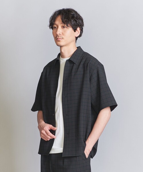 BEAUTY&YOUTH UNITED ARROWS（ビューティーアンドユースユナイテッドアローズ）の「シアサッカー キャンプカラー ショートスリーブ グランデシャツ（シャツ/ブラウス・メンズ・ネイビー/ブラック/オフホワイト・S/M/L/XL）」の11枚目の写真