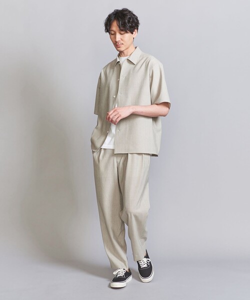 ユナイテッドアローズ　シアサッカー　セットアップ　カーキ　S UNITED ARROWS - ユナイテッドアローズ シアサッカー